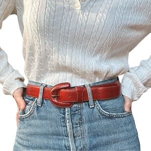Italian Leather Linda Allard Ellen Tracy Belt - RED